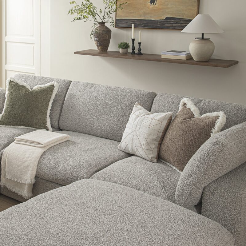 Lutyens Taupe Boucle Modular Sofa, 5-Piece U-Shape Set - Image 5