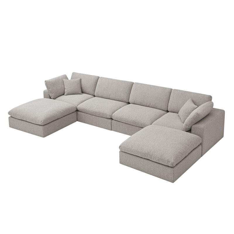 Lutyens Taupe Boucle Modular Sofa, 6-Piece U-Shape Set - Image 4