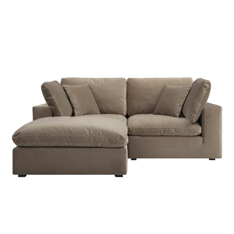 Lutyens Taupe Velvet Modular Sofa, 2-Piece Chaise - Image 2