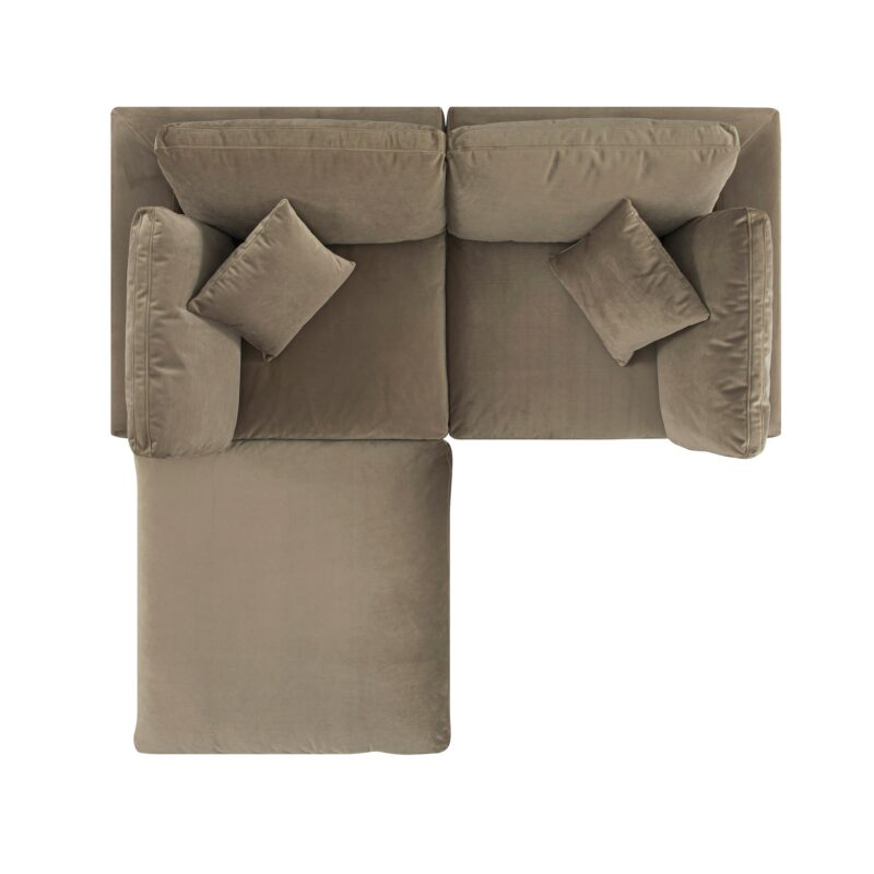 Lutyens Taupe Velvet Modular Sofa, 2-Piece Chaise - Image 5