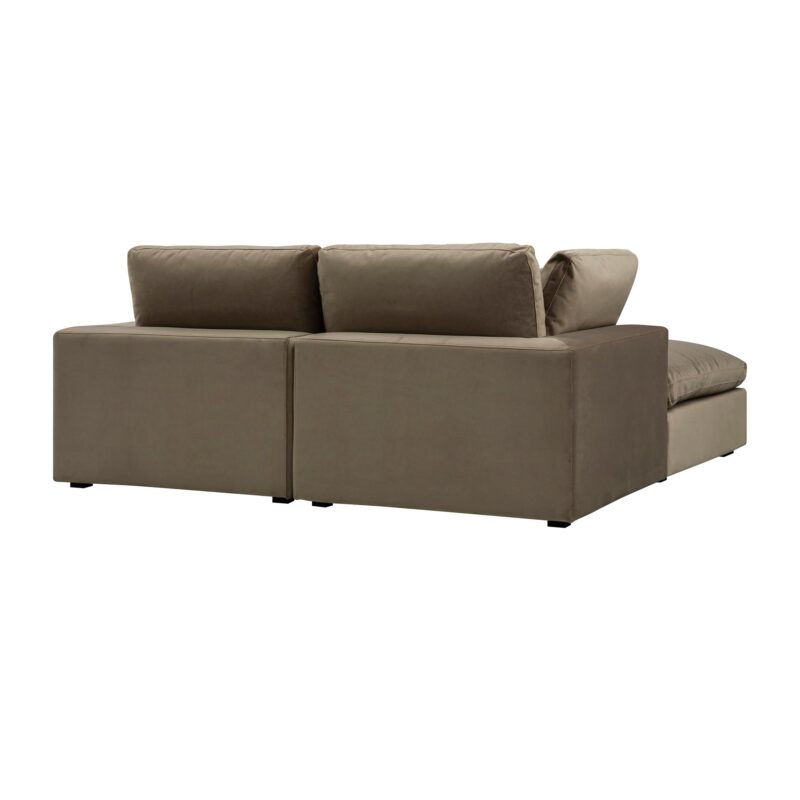 Lutyens Taupe Velvet Modular Sofa, 2-Piece Chaise - Image 7