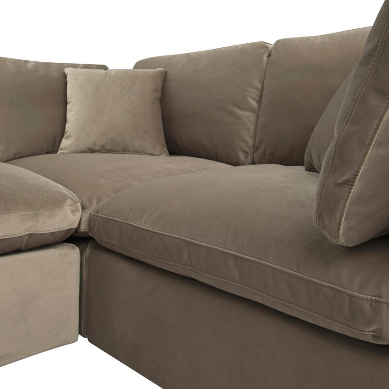 Lutyens Taupe Velvet Modular Sofa, 2-Piece Chaise - Image 8