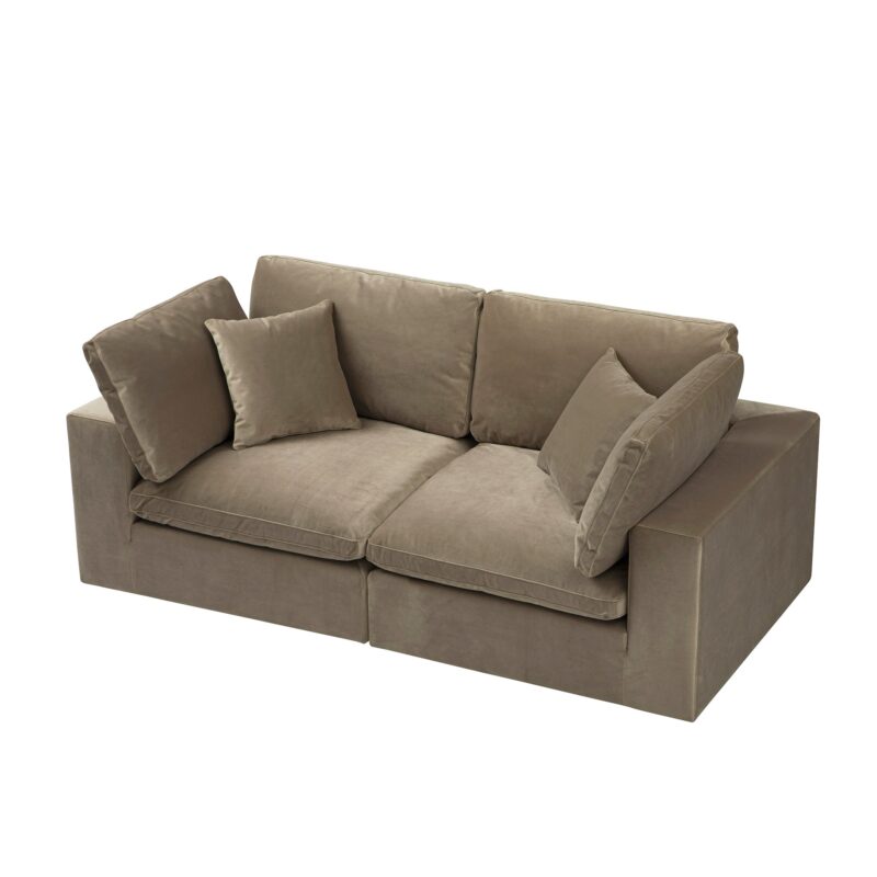 Lutyens Taupe Velvet Modular Sofa, 2-Piece - Image 4