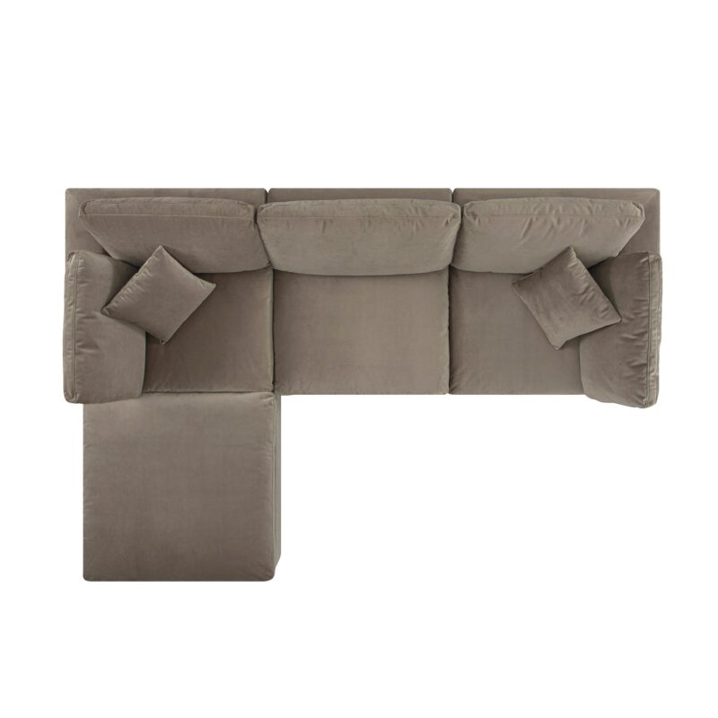 Lutyens Taupe Velvet Modular Sofa, 3-Piece Chaise - Image 5