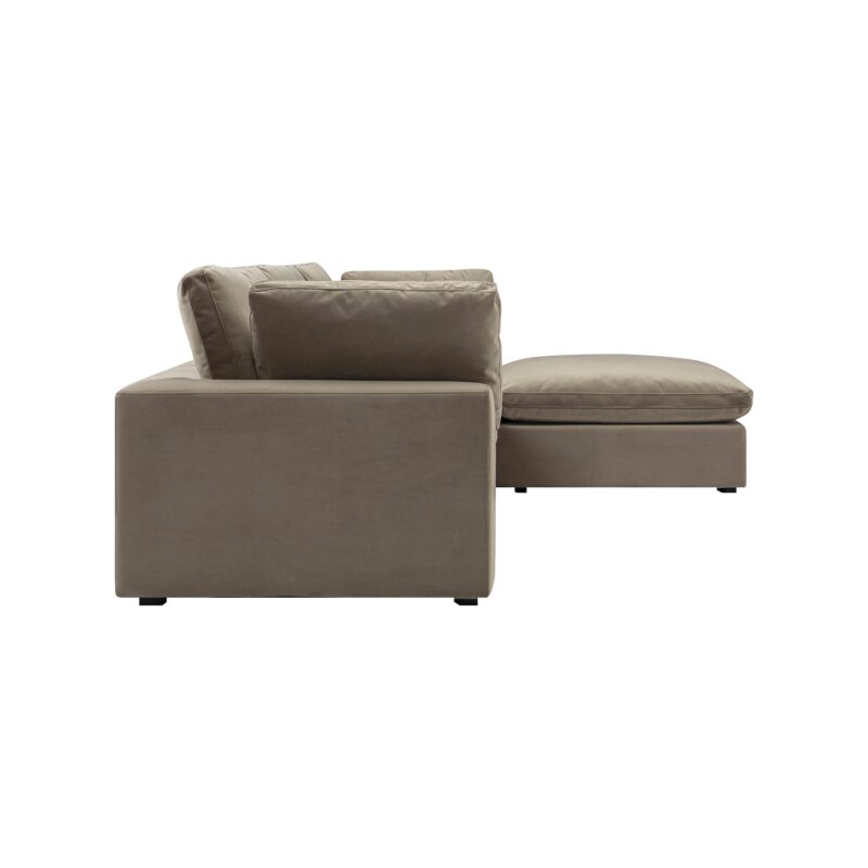 Lutyens Taupe Velvet Modular Sofa, 3-Piece Chaise - Image 6