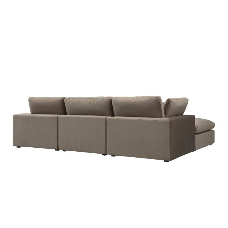 Lutyens Taupe Velvet Modular Sofa, 3-Piece Chaise - Image 7