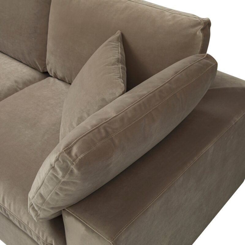 Lutyens Taupe Velvet Modular Sofa, 3-Piece Chaise - Image 8