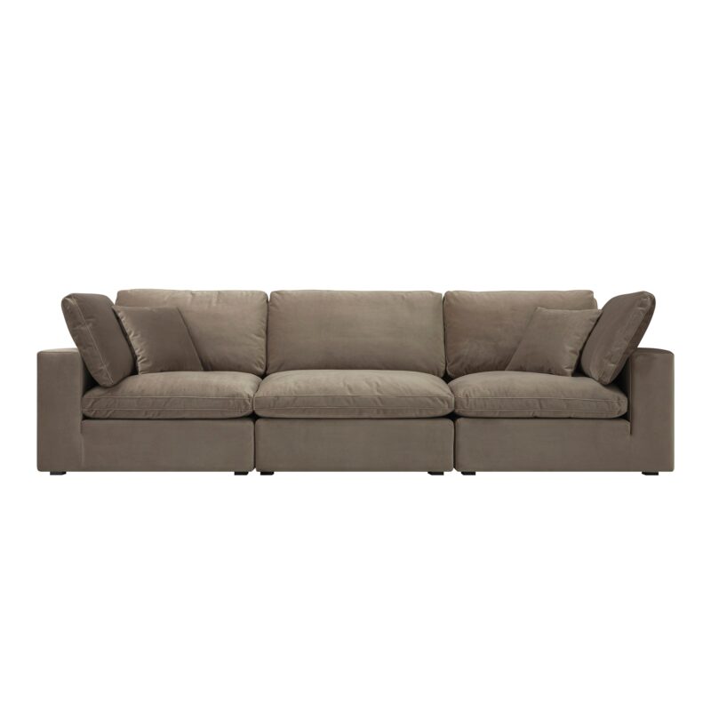 Lutyens Taupe Velvet Modular Sofa, 3-Piece - Image 7