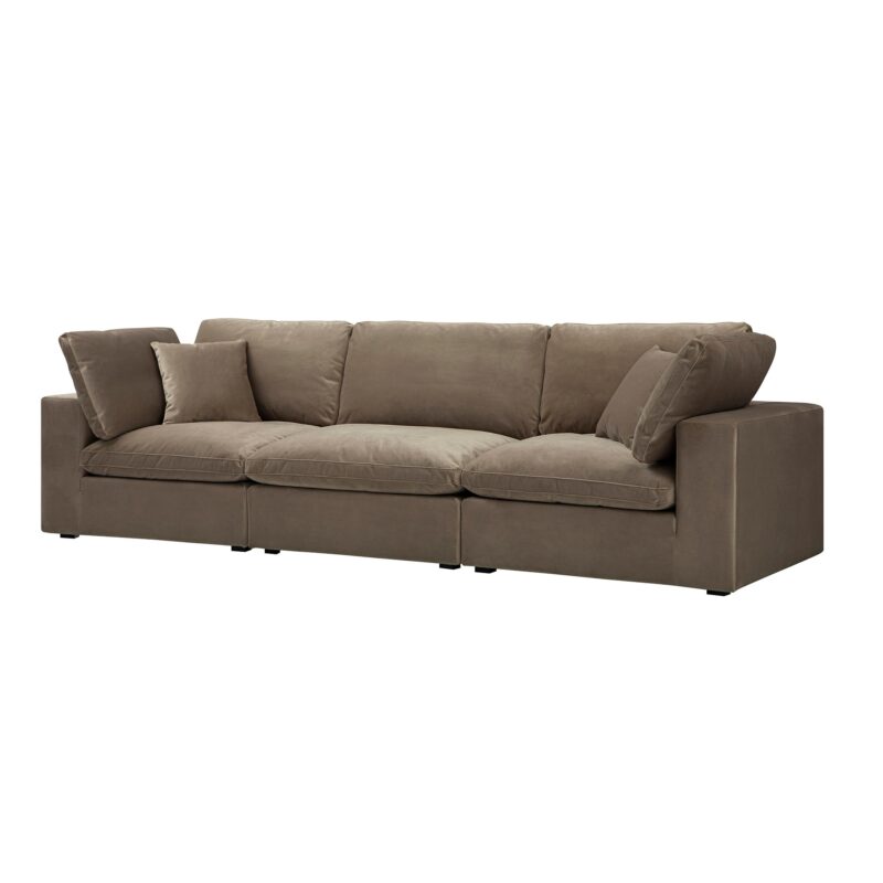 Lutyens Taupe Velvet Modular Sofa, 3-Piece - Image 8