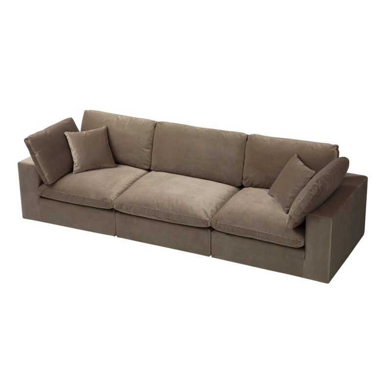 Lutyens Taupe Velvet Modular Sofa, 3-Piece - Image 10