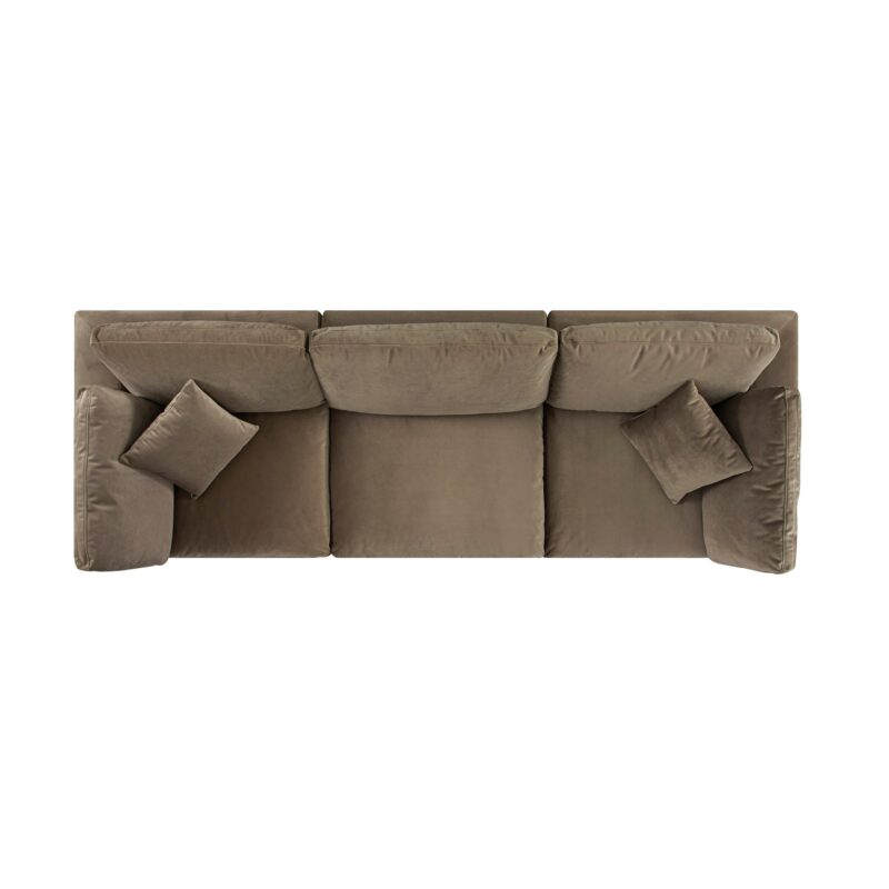 Lutyens Taupe Velvet Modular Sofa, 3-Piece - Image 12