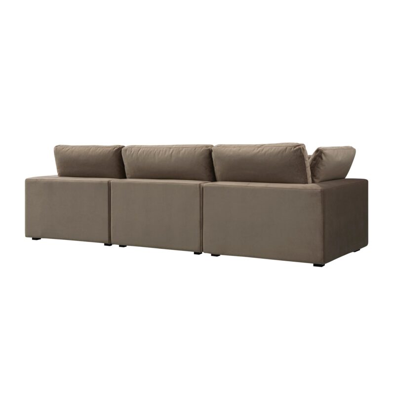 Lutyens Taupe Velvet Modular Sofa, 3-Piece - Image 13