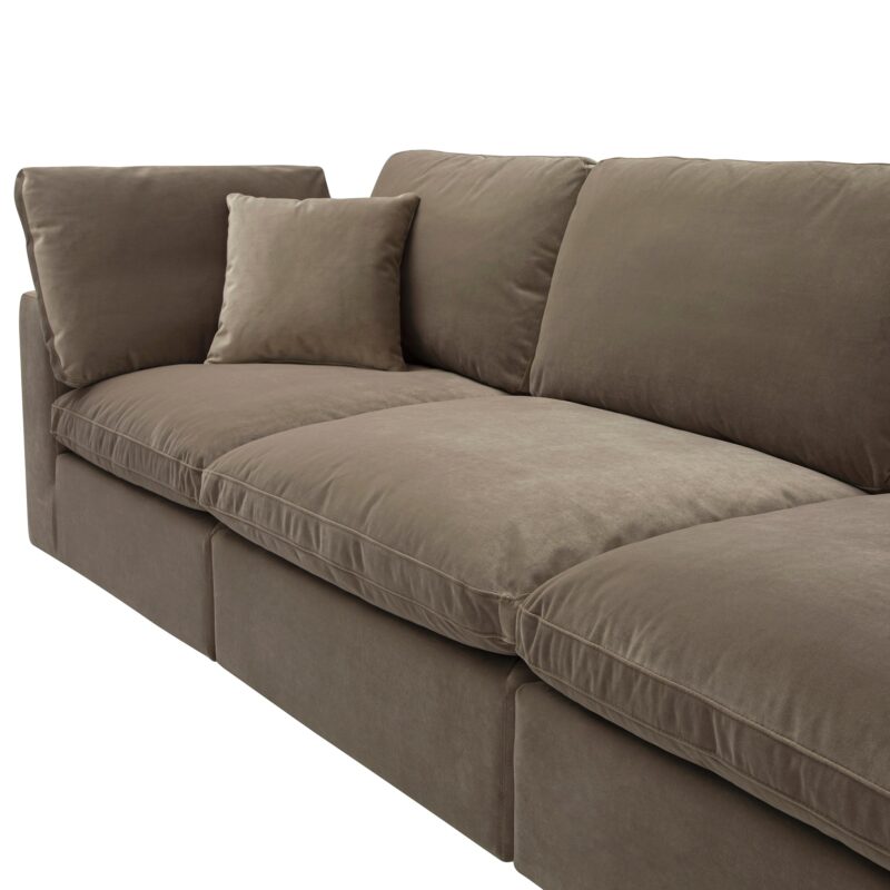 Lutyens Taupe Velvet Modular Sofa, 3-Piece - Image 14