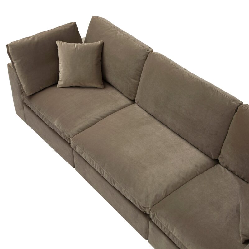 Lutyens Taupe Velvet Modular Sofa, 3-Piece - Image 15