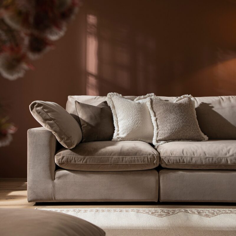 Lutyens Taupe Velvet Modular Sofa, 3-Piece - Image 4