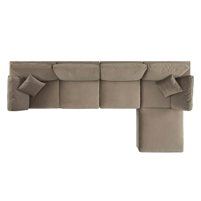 Lutyens Taupe Velvet Modular Sofa, 4-Piece Chaise - Image 4