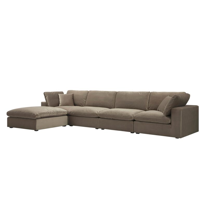Lutyens Taupe Velvet Modular Sofa, 4-Piece Chaise - Image 5