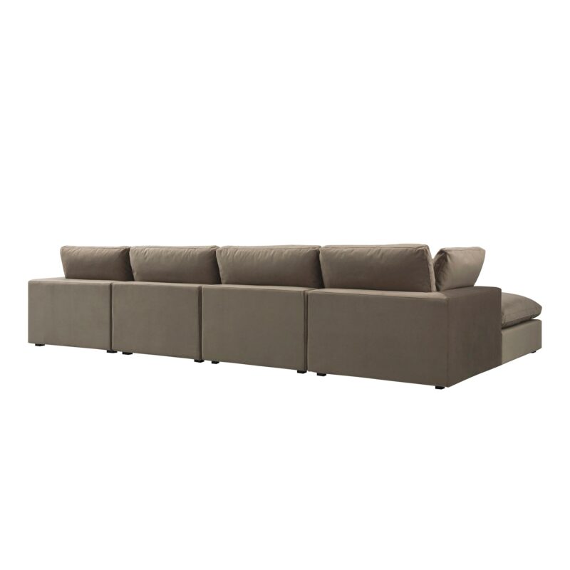 Lutyens Taupe Velvet Modular Sofa, 4-Piece Chaise - Image 6