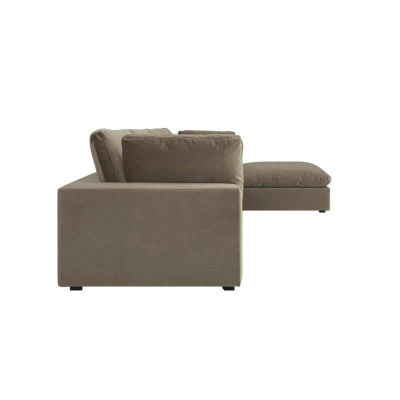 Lutyens Taupe Velvet Modular Sofa, 4-Piece Chaise - Image 7