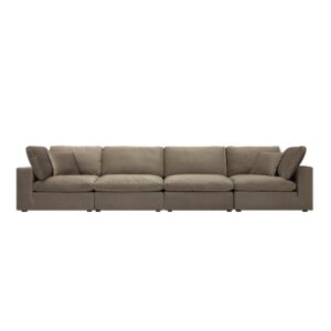 Lutyens Taupe Velvet Modular Sofa, 4-Piece