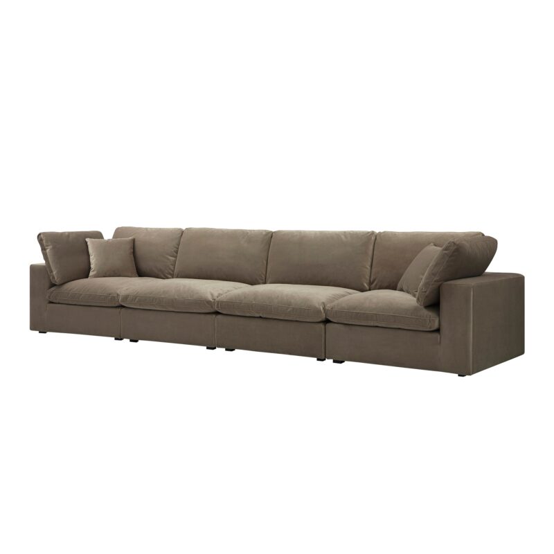 Lutyens Taupe Velvet Modular Sofa, 4-Piece - Image 2