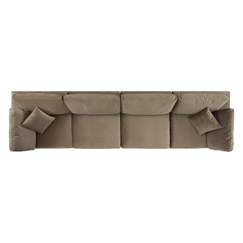 Lutyens Taupe Velvet Modular Sofa, 4-Piece - Image 6