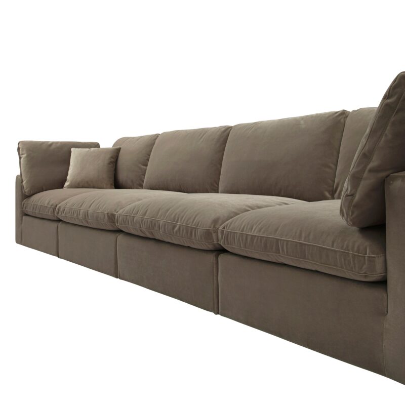 Lutyens Taupe Velvet Modular Sofa, 4-Piece - Image 8