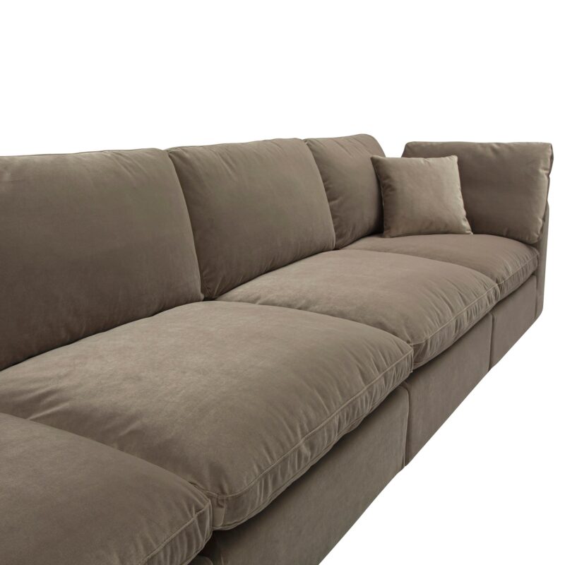 Lutyens Taupe Velvet Modular Sofa, 4-Piece - Image 9