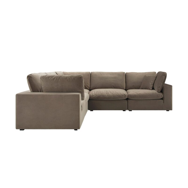 Lutyens Taupe Velvet Modular Sofa, 5-Piece Corner Set - Image 4