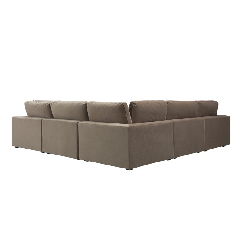 Lutyens Taupe Velvet Modular Sofa, 5-Piece Corner Set - Image 5