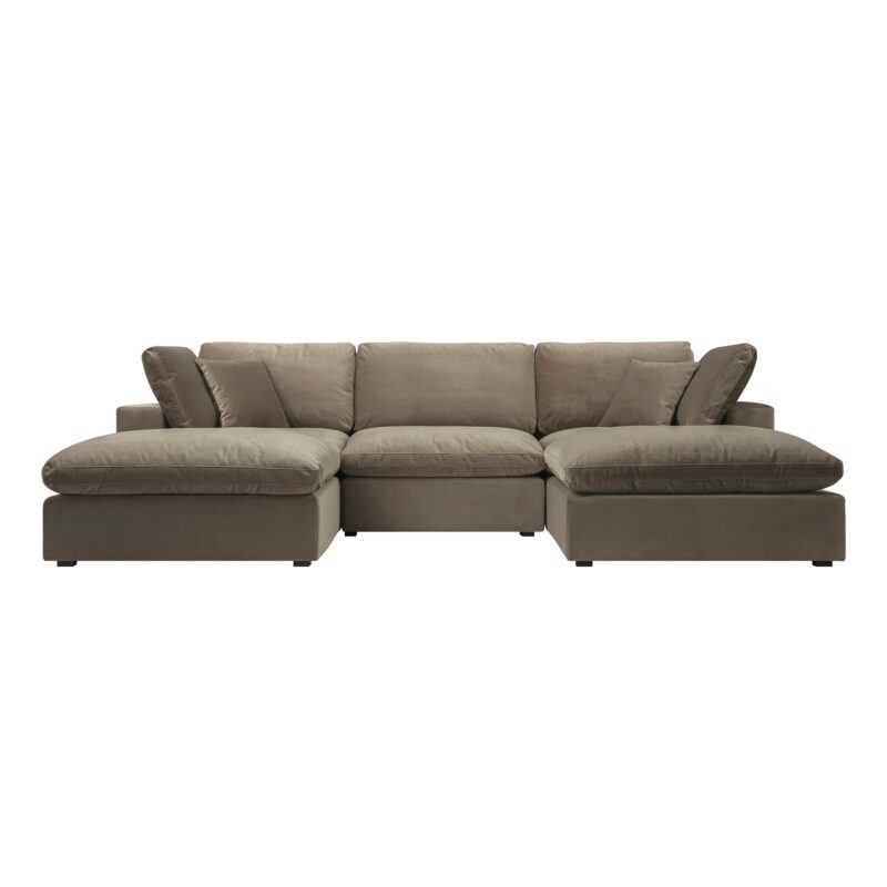 Lutyens Taupe Velvet Modular Sofa, 5-Piece U-Shape Set - Image 2