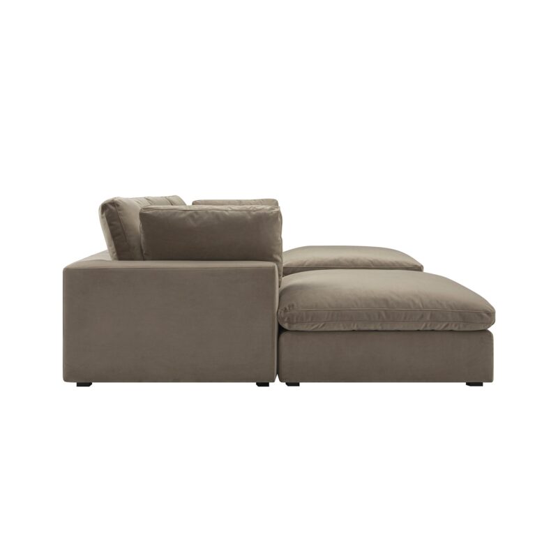 Lutyens Taupe Velvet Modular Sofa, 5-Piece U-Shape Set - Image 6