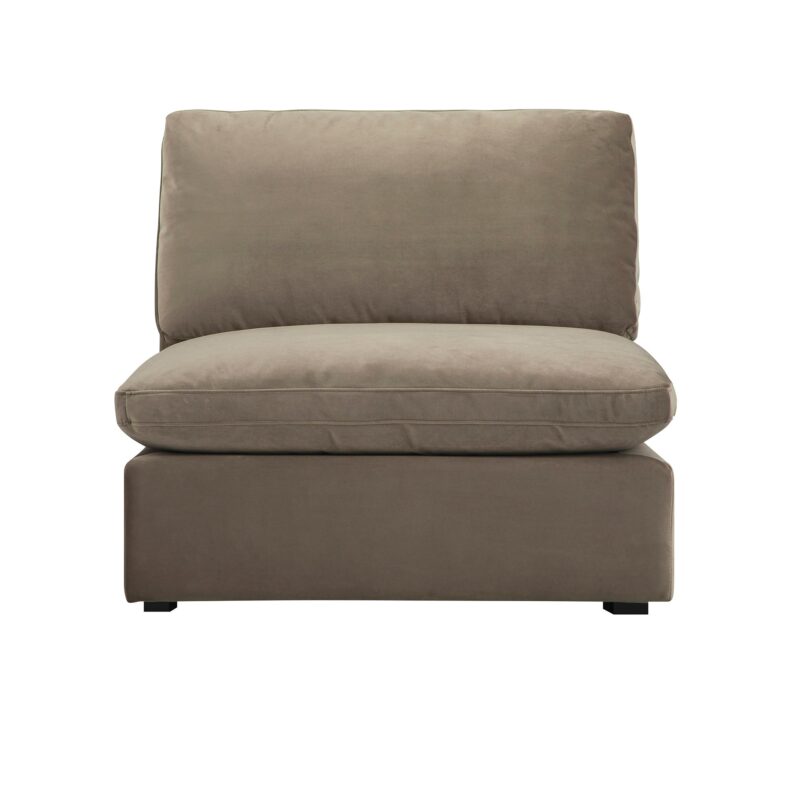 Lutyens Taupe Velvet Modular Sofa, Armless Seat - Image 4
