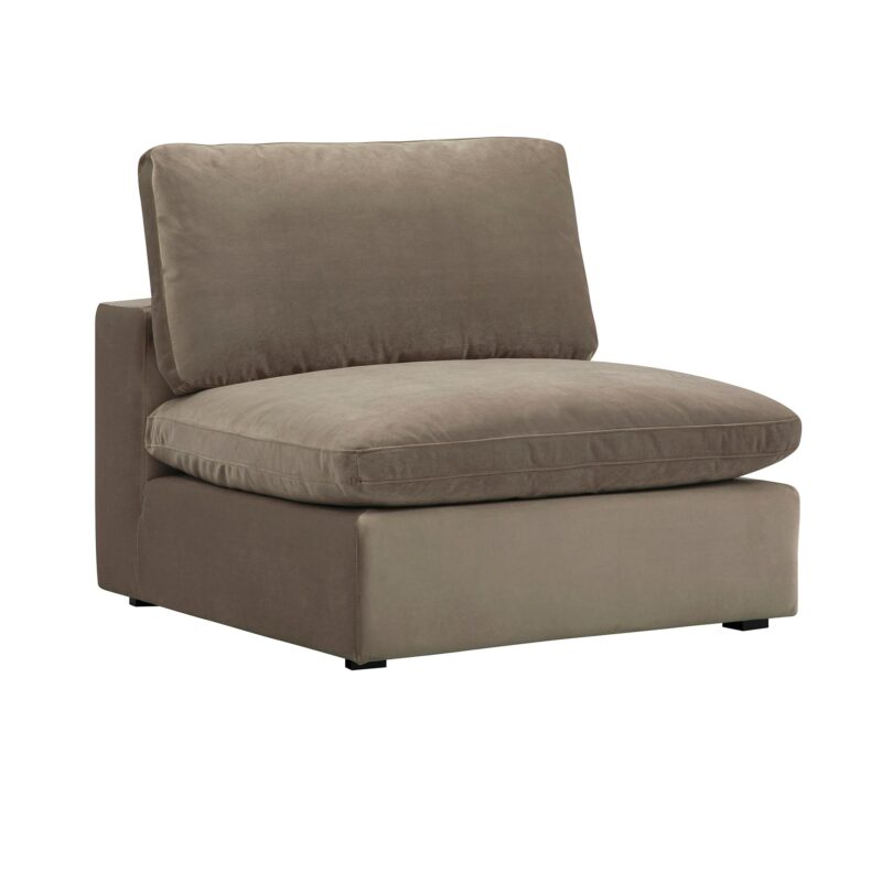 Lutyens Taupe Velvet Modular Sofa, Armless Seat - Image 5