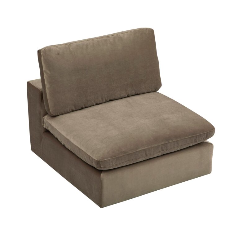 Lutyens Taupe Velvet Modular Sofa, Armless Seat - Image 7