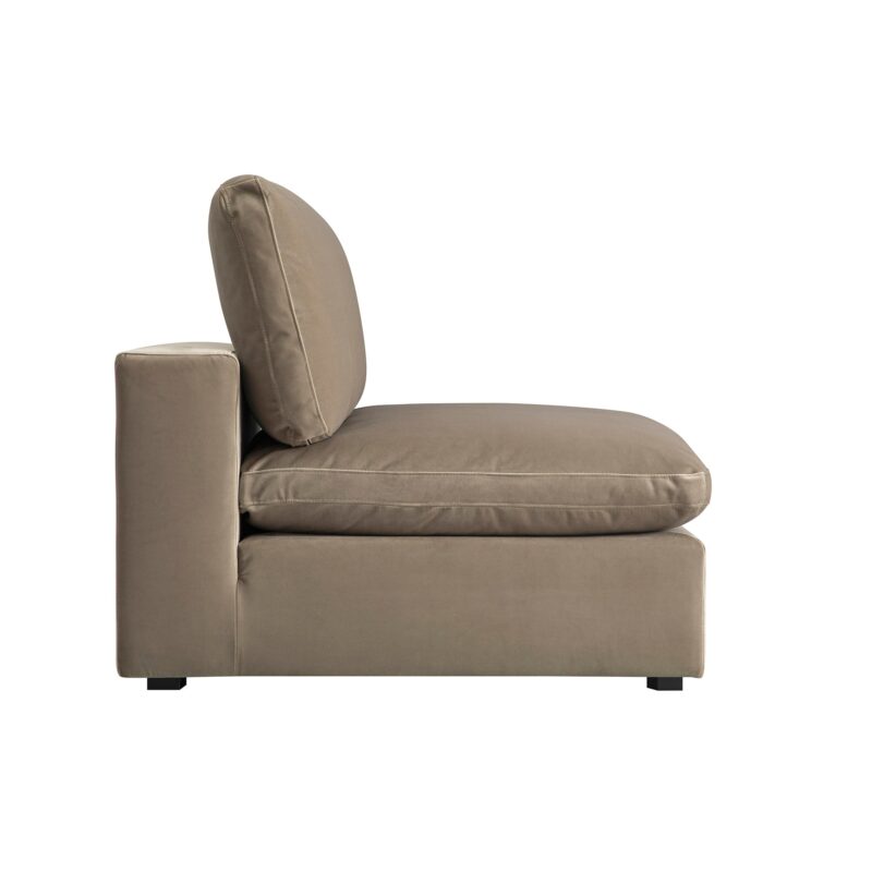 Lutyens Taupe Velvet Modular Sofa, Armless Seat - Image 8