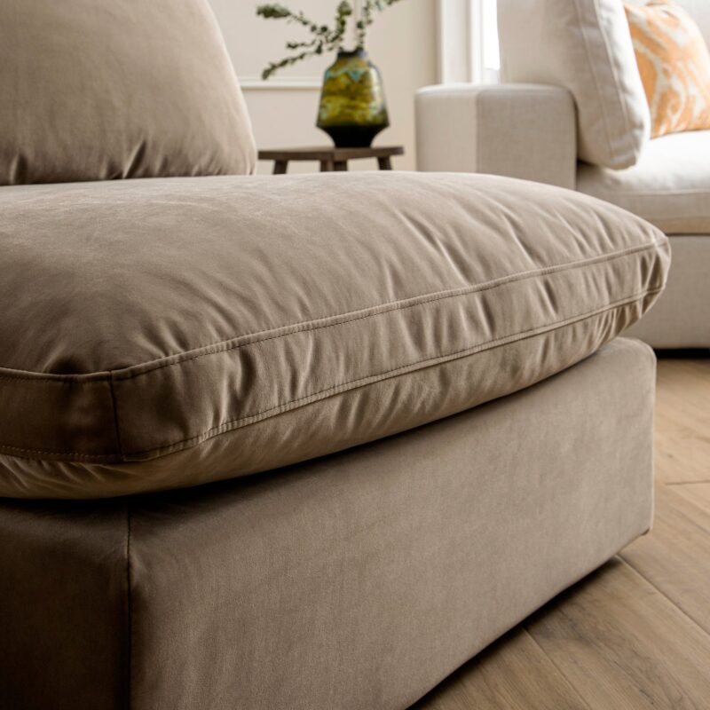 Lutyens Taupe Velvet Modular Sofa, Armless Seat - Image 3
