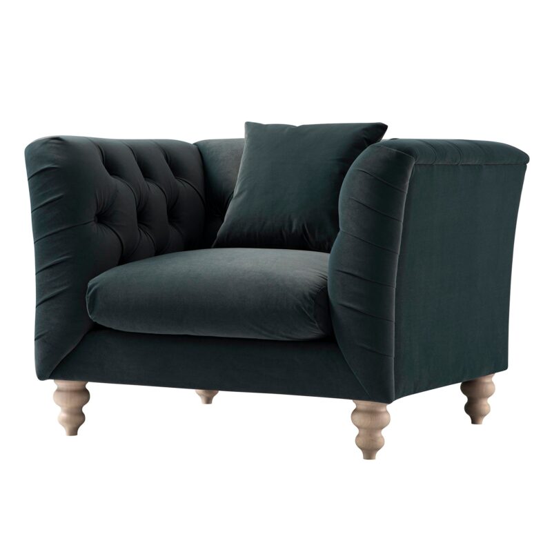 Ashby Chesterfield Armchair, Aegean Blue Velvet - Image 2