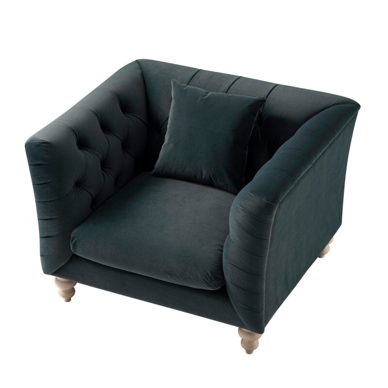 Ashby Chesterfield Armchair, Aegean Blue Velvet - Image 5