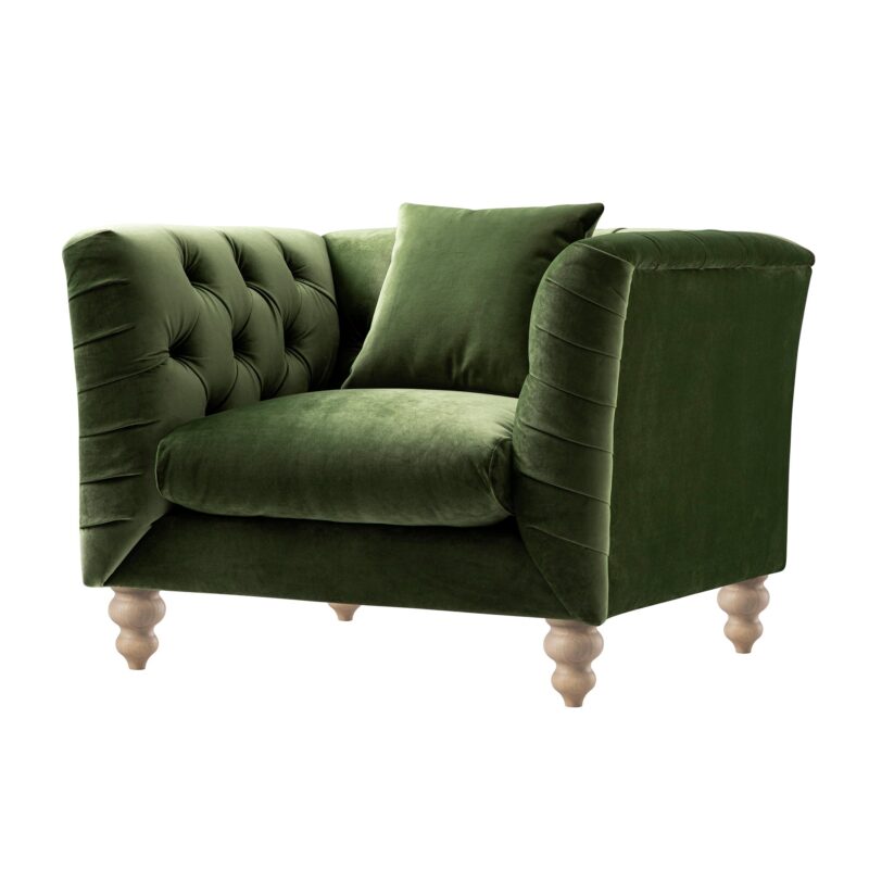 Ashby Chesterfield Armchair, Fern Green Velvet - Image 8