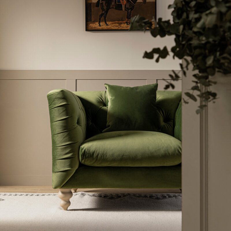 Ashby Chesterfield Armchair, Fern Green Velvet - Image 5