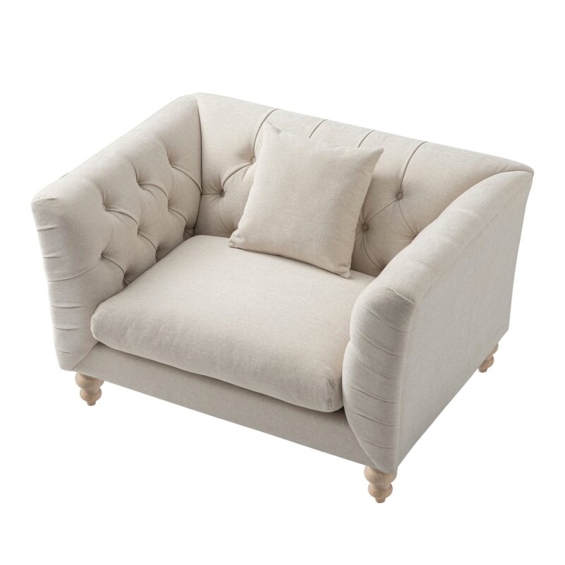 Ashby Chesterfield Armchair, Oatmeal Chenille - Image 11