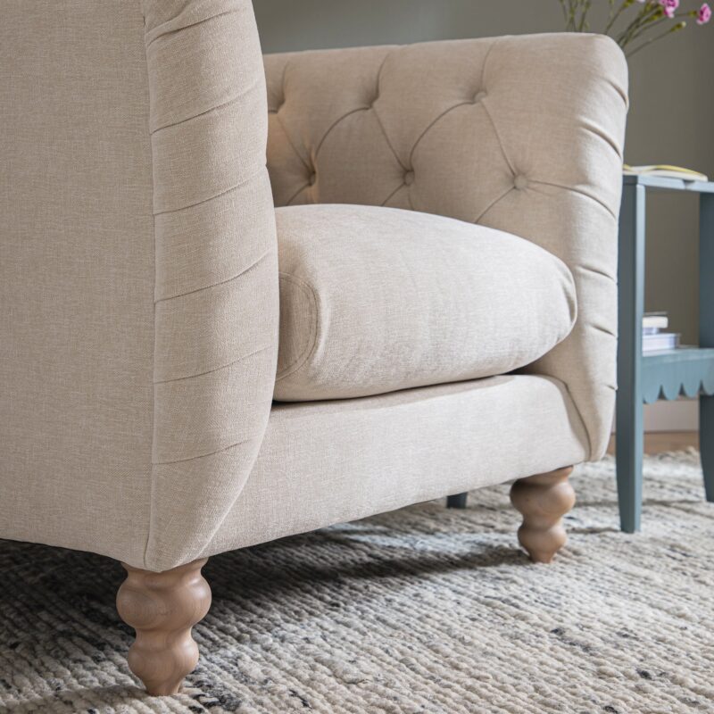 Ashby Chesterfield Armchair, Oatmeal Chenille - Image 5