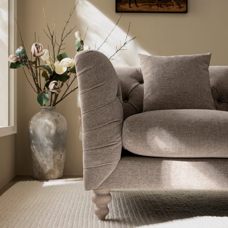Ashby Chesterfield Armchair, Taupe Chenille - Image 5