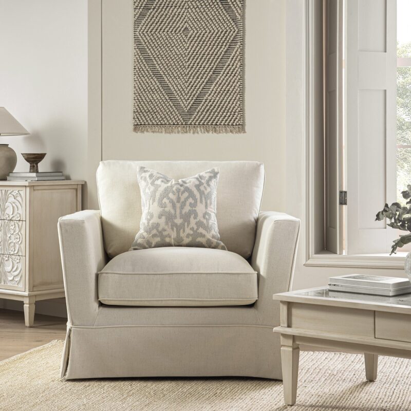 Fitz Skirted Armchair, Oatmeal Linen Blend - Image 2