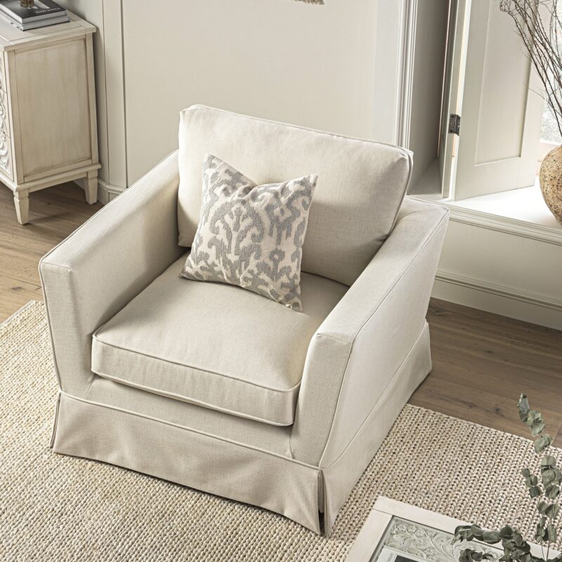 Fitz Skirted Armchair, Oatmeal Linen Blend - Image 3