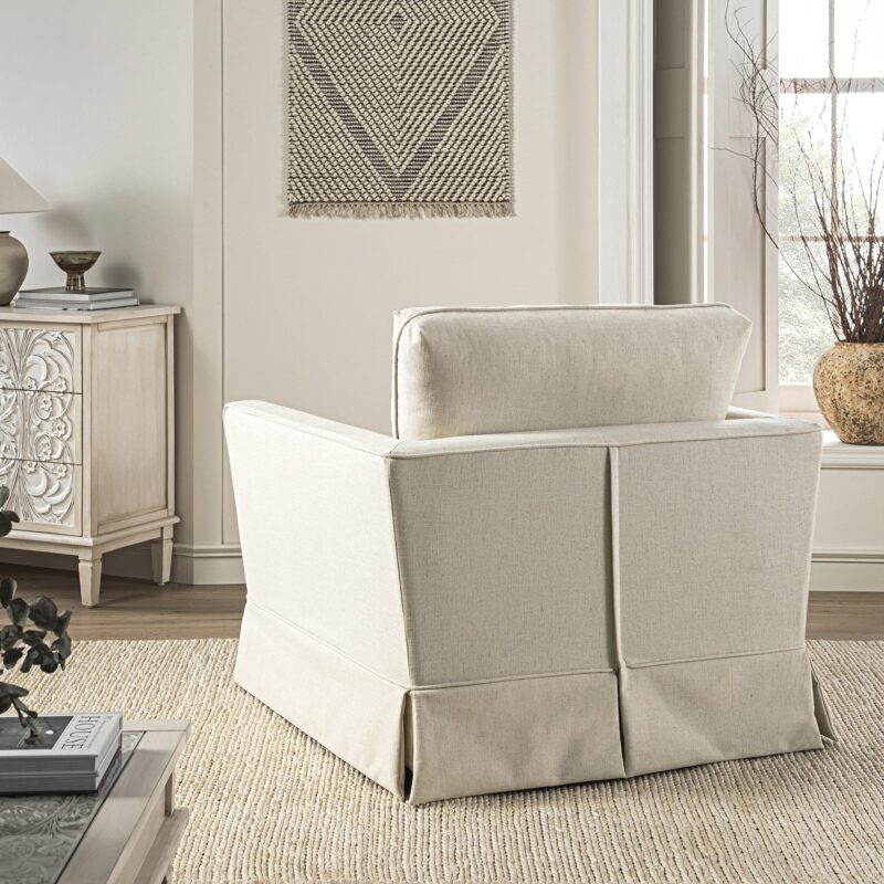 Fitz Skirted Armchair, Oatmeal Linen Blend - Image 4