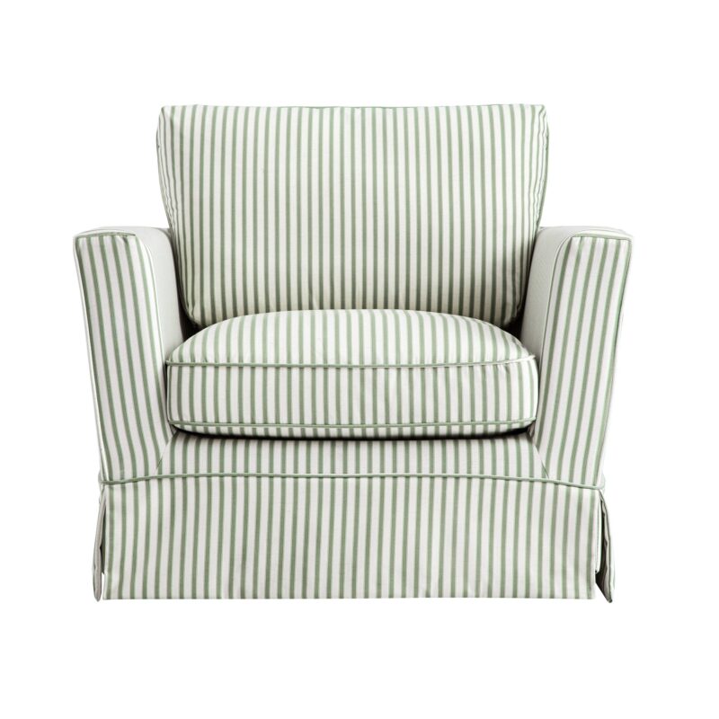 Fitz Skirted Armchair, Sage Striped Linen Blend - Image 2