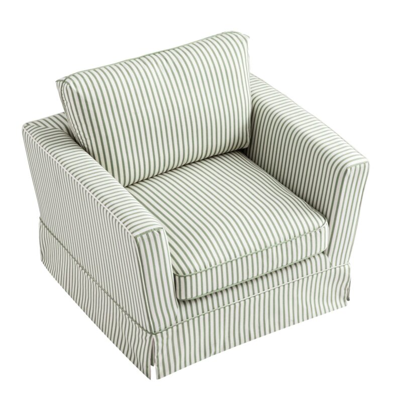 Fitz Skirted Armchair, Sage Striped Linen Blend - Image 4