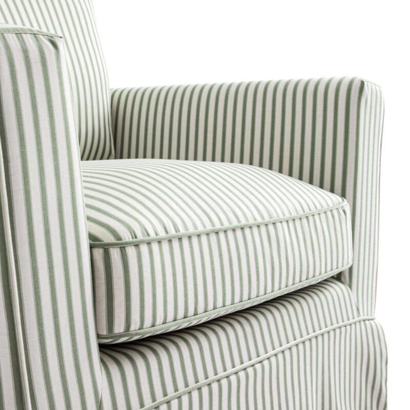 Fitz Skirted Armchair, Sage Striped Linen Blend - Image 9